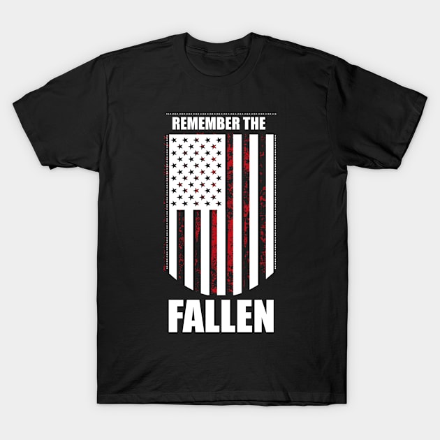 Memorial Day Remember the Fallen Flag With Battlefield Cross T-Shirt by Studio